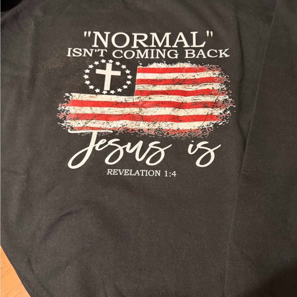 Black Graphic T-Shirt with Patriotic Design Size XL - new